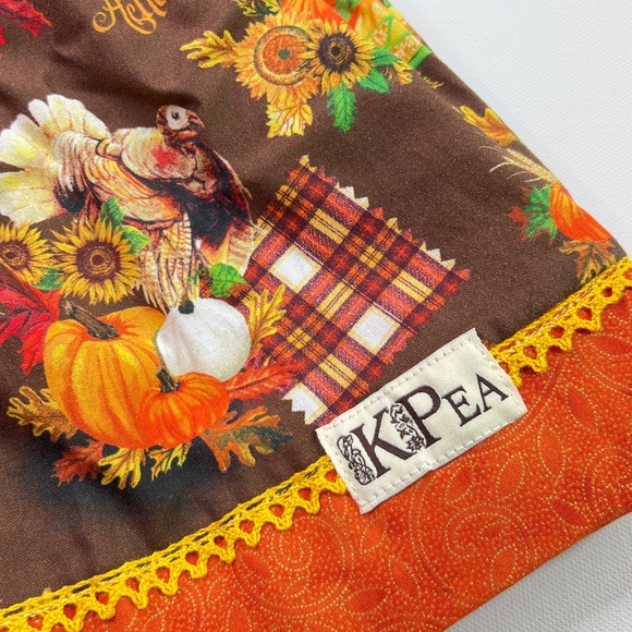 NEW KPea Original Fall Harvest Print Ruffle Sleeve Thanksgiving Holiday Dress - Picture 5 of 11